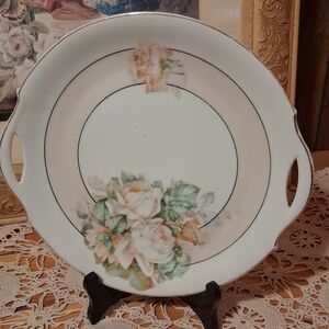 Floral Decorative Plate with Handles